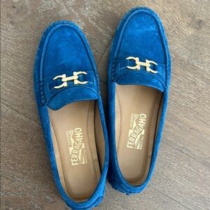 Salvatore Ferragamo Vibrant Blue Suede Loafers